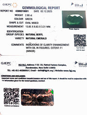 2.88/CT Natural Panna Stone with Govt. Lab Certificate (8991)